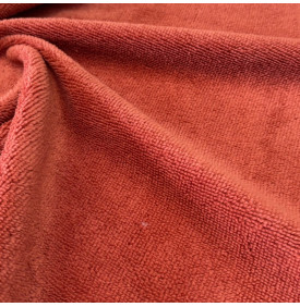 Tissu éponge bambou velours rouge paprika  très doux et absorbant