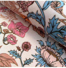 Tissu Velours Imprimé / Motif Fleurs - Herbier Ivoire & Ocre | 29.90 €/M