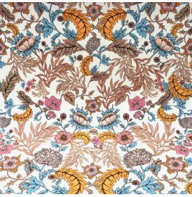 Tissu Velours Imprimé / Motif Fleurs - Herbier Ivoire & Ocre | 29.90 €/M