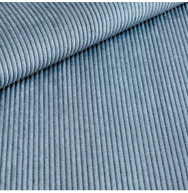 Tissu Velours Côtelé 4 mm Uni - Bleu Denim