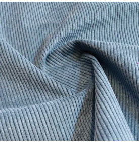 Tissu Velours Côtelé 4 mm Uni - Bleu Denim