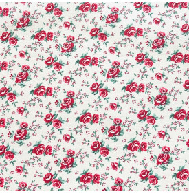 Coupon Tissu Coton Enduit Suzanne Ivoire & Rose – Roses Romantiques
