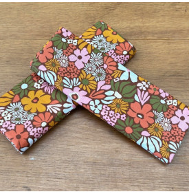 Tissu Coton Imprimé / Fleurs Bégonia - Vert & Rose