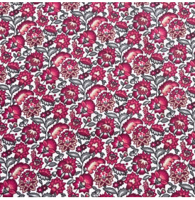 Tissu Coton Enduit / Motif Fleurs Indiennes – Gange Écru & Rose | 14.90 €/M