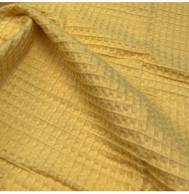 Éponge nid d’abeille jaune vanille en coton gaufré, douce, absorbante et facile à coudre