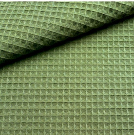 Tissu Éponge Nid d'Abeille Uni – Vert Fougère | 10.90 €/M
