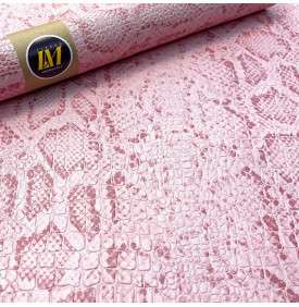 Simili cuir effet reptile croco & Snake, coloris rose doux, idéal pour sacs et accessoires.