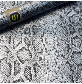 Tissu Simili Cuir / Motif Reptile Croco Snake - Argent | Coupon