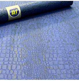 Tissu Simili Cuir / Motif Reptile Croco Snake Mat - Marine | Coupon