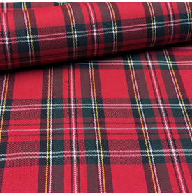 Tissu tartan écossais traditionnel rouge intense et vert foncé, au motif emblématique, élégant et intemporel