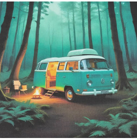 Motif Placé Coton / Van Bohème  Forêt Turquoise