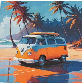 Motif Placé Coton / Van Bohème Sunset Tropical