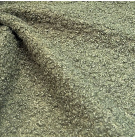 Tissu bouclette kaki curly, doux, épais et texturé, idéal pour couture