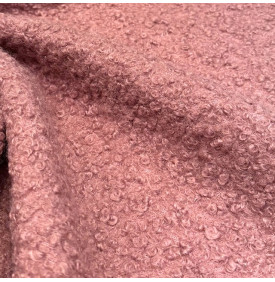 Tissu bouclette kaki rose, doux, épais et texturé, idéal pour couture