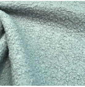 Tissu bouclette vert lichen, doux, épais et texturé, idéal pour couture