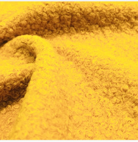 Tissu bouclette jaune, doux, épais et texturé, idéal pour couture