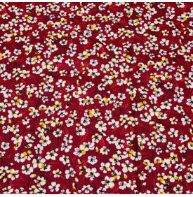 Tissus Coton Enduit / Fleurs Miyu - Rouge - Coupon