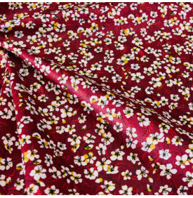 Tissus Coton Enduit / Fleurs Miyu - Rouge - Coupon