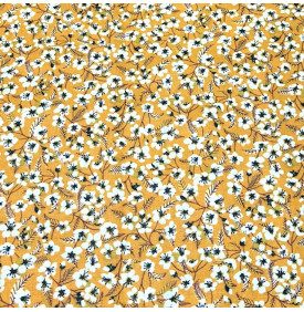 Tissus Coton Enduit / Fleurs Miyu - Curry - Coupon