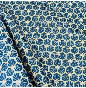 Tissu Coton Enduit / Graphique Riad - Pétrole | Coupon