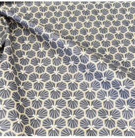 Tissu Coton Enduit / Motif Mosaïque Ardoise