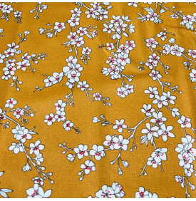 Tissus Coton Enduit / Fleurs Osaka - Curry