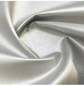 Tissu Simili Cuir Uni / Effet Métallisé - Argent | Coupon