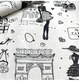 Tissus Coton Enduit / Graphique Moi Paris - Argent – Coupon