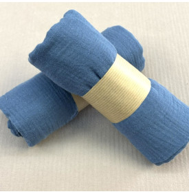 Double Gaze de Coton Uni / Bleu – 125 g/m²
