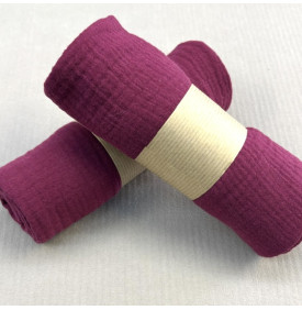 Tissu Double Gaze de Coton Uni / Prune – 125 g/m²