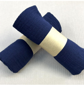 Tissu Double Gaze de Coton Uni / Marine – 125 g/m²