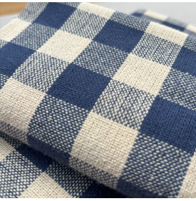 Tissu Coton Tissé Teint / Boston Vichy - Beige & Bleu | Coupon