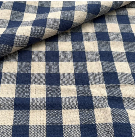 Tissu Coton Tissé Teint / Boston Vichy - Beige & Bleu | Coupon
