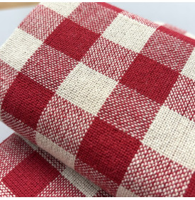 Tissu Tissé Teint / Boston Vichy - Beige & Rouge | Coupon