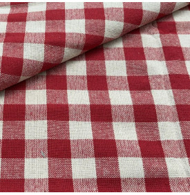 Tissu Tissé Teint / Boston Vichy - Beige & Rouge | Coupon
