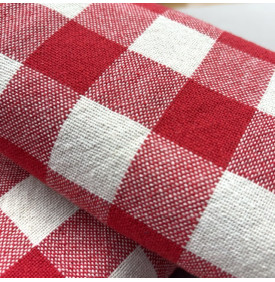 Tissu Tissé Teint / Vichy Célestin - Blanc & Rouge | Coupon