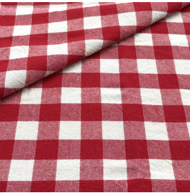 Tissu Tissé Teint / Vichy Célestin - Blanc & Rouge | Coupon