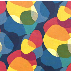 Tissu Coton Enduit / Motif Rétro - Sixties Multicolore