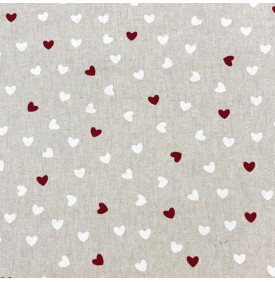 Tissu Aspect Lin Petits Cœurs Rouge & Blanc – Fond Naturel | Coupon