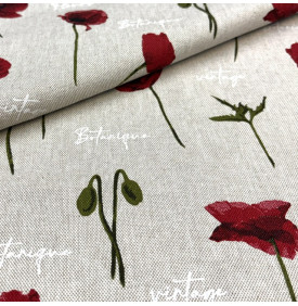 tissu palace coquelicots, sublimé par une écriture fine et délicate