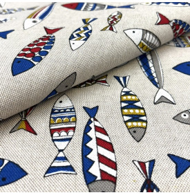 tissu palace poissons graphiques, coloré et original