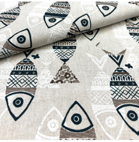 Tissu Palace / Motif Poissons Ethniques – Bleu & Naturel | Coupon