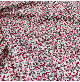 Tissu Coton Enduit / Fleurs Léonie - Ivoire & Rose