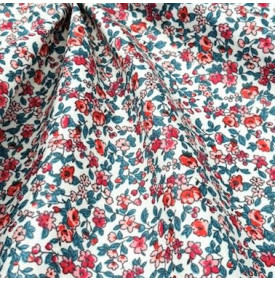 Tissu Coton Enduit / Fleurs Léonie - Corail | Coupon