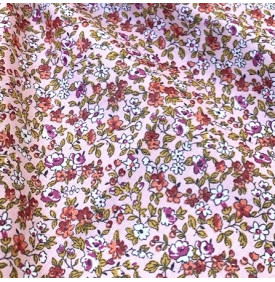 Tissu Coton Enduit / Fleurs Léonie - Rose | Coupon
