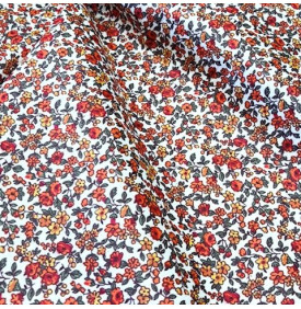 Tissu Coton Enduit / Fleurs Léonie - Orange
