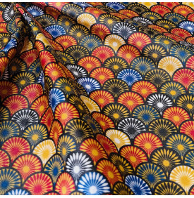 Tissu Coton Enduit / Éventails Suri – Multicolore