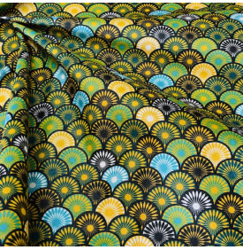 Tissu Coton Enduit / Éventails Suri – Vert | Coupon