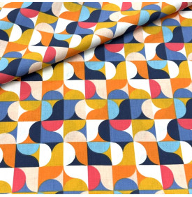 Tissu Coton Imprimé / Graphique Mabula - Bleu | Coupon
