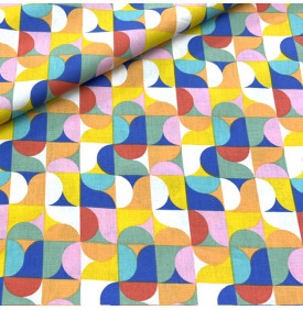 Tissu Coton Imprimé / Graphique Mabula - Majorelle
